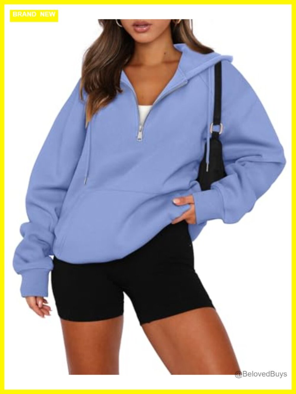 Half Zip Pullover Hoodie Oversized Sweatshirt Kangaroo Pocket